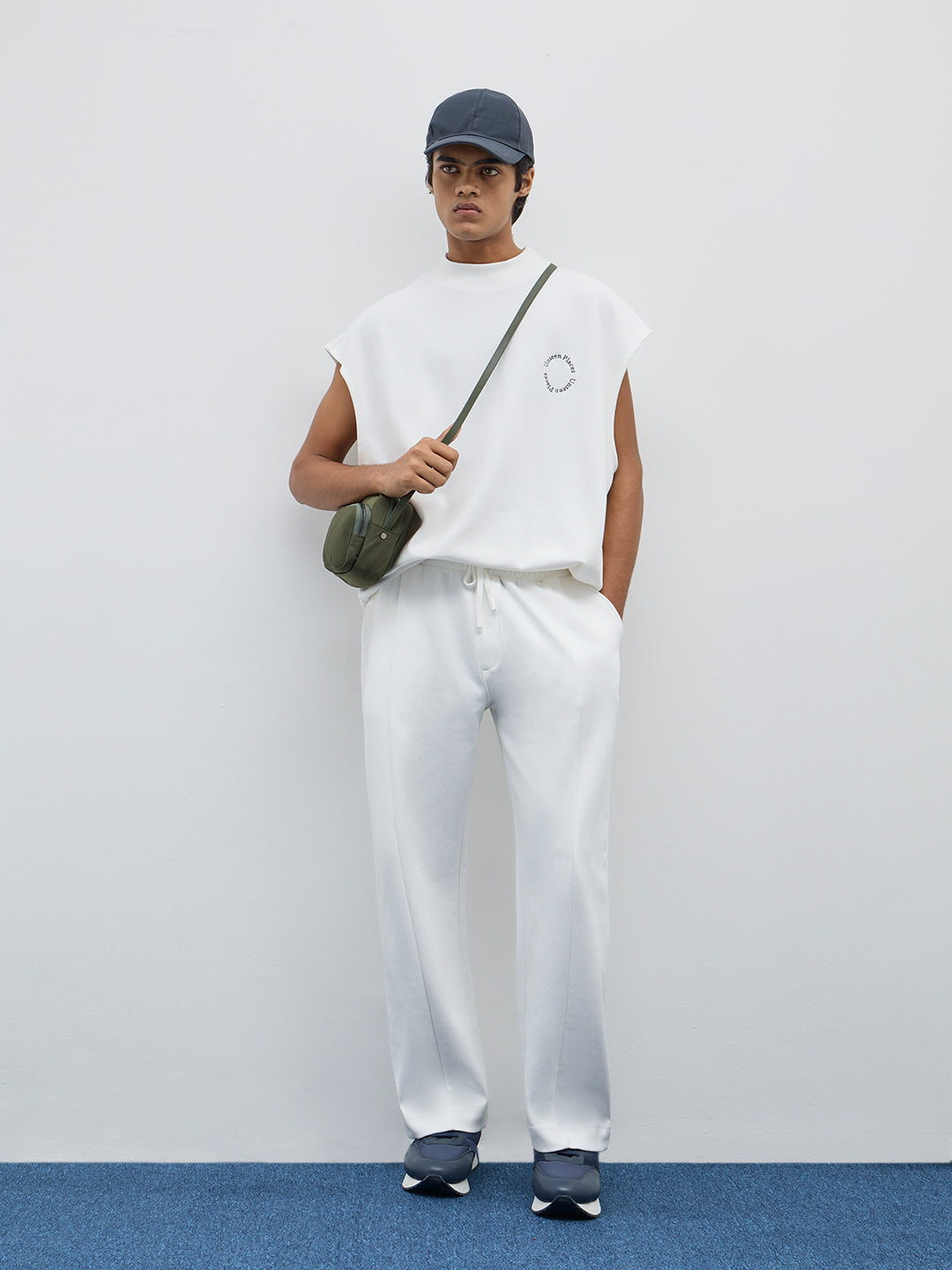 Studiofit White Relaxed-Fit Mid Rise Track Pants