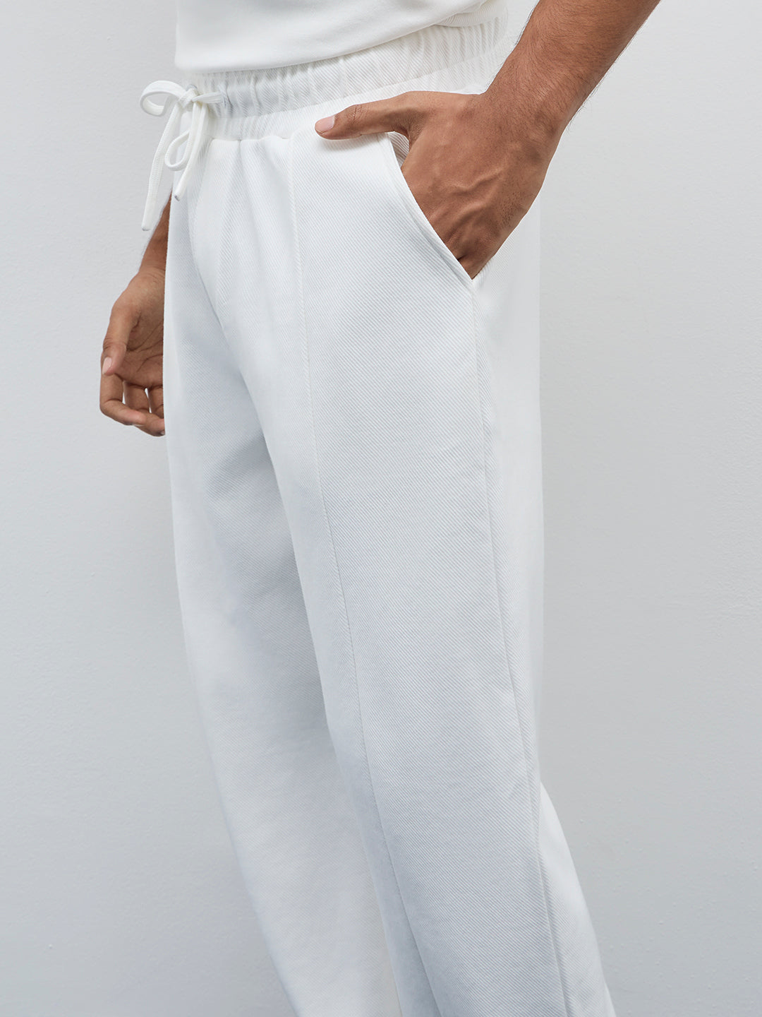 Studiofit White Relaxed-Fit Mid Rise Track Pants