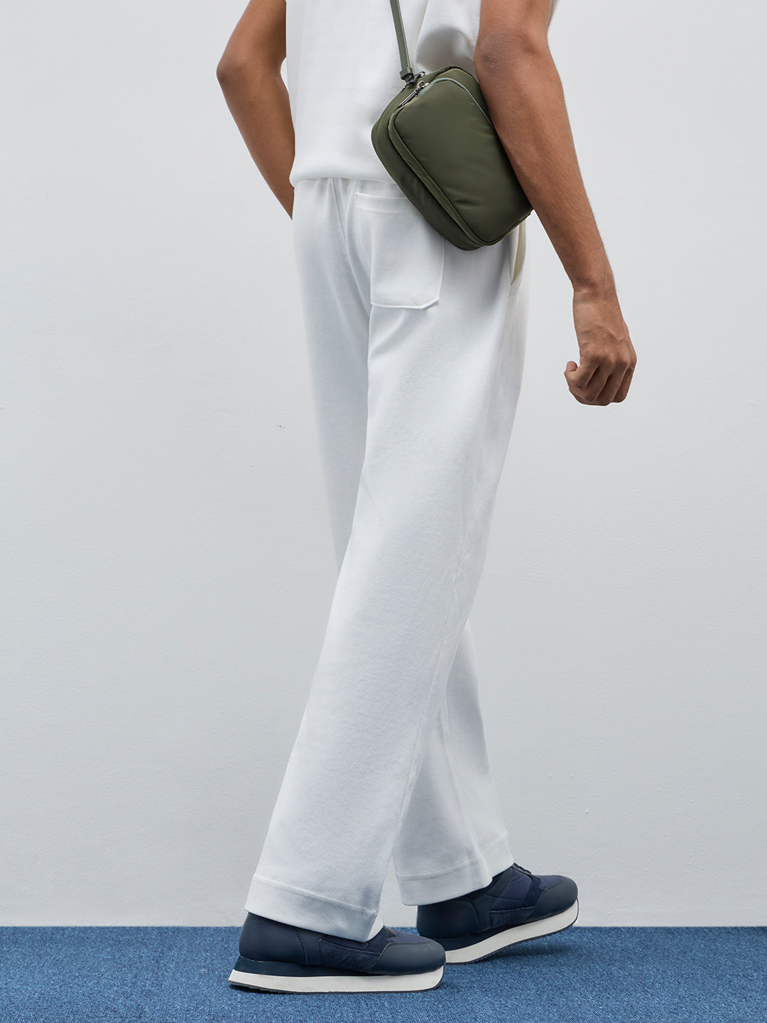 Studiofit White Relaxed-Fit Mid Rise Track Pants