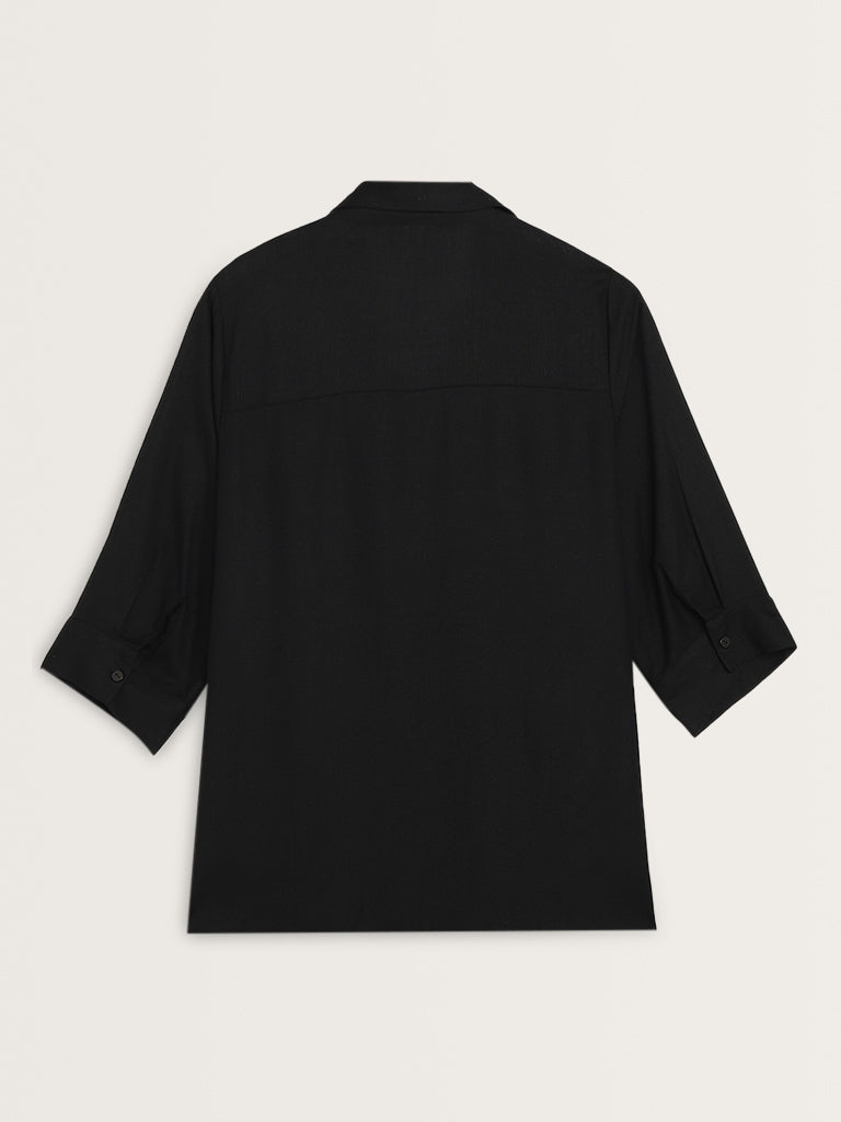 Gia Black Embellished Cotton Shirt