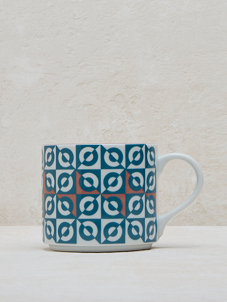 Westside Home Blue Geometric Printed Mug