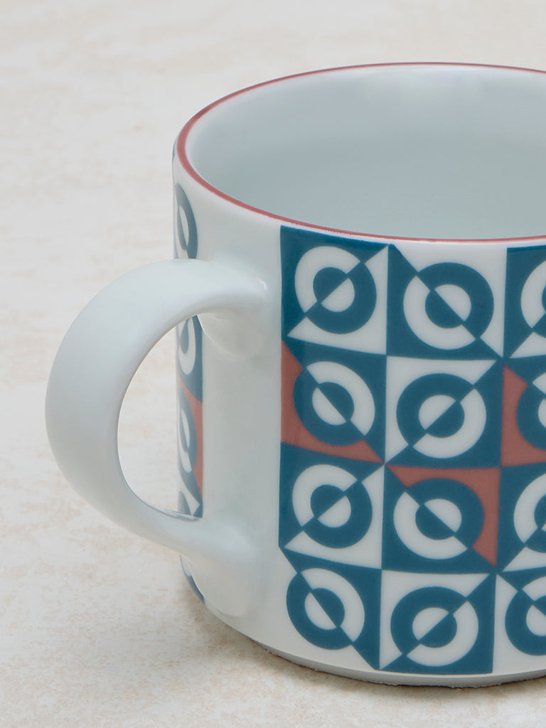 Westside Home Blue Geometric Printed Mug