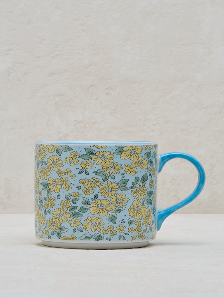 Westside Home Aqua Floral Patterned Mug