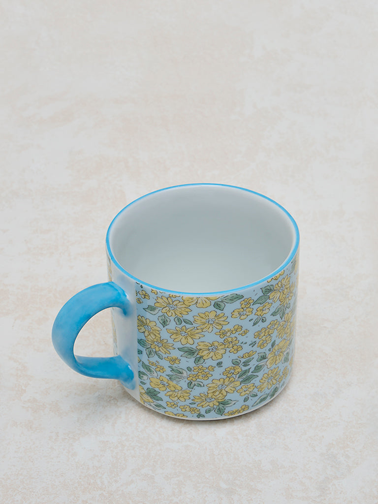 Westside Home Aqua Floral Patterned Mug