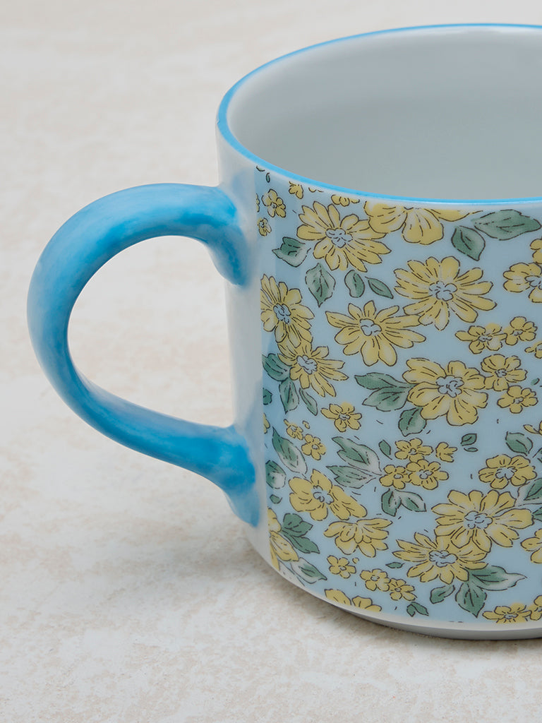 Westside Home Aqua Floral Patterned Mug