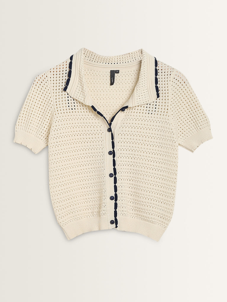 LOV Off-White Crochet Shirt