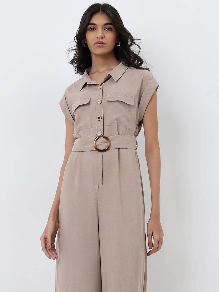 LOV Beige Jumpsuit with Belt