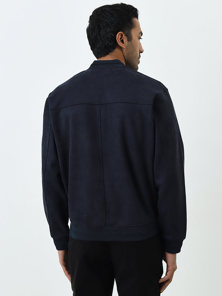 Ascot Navy Faux Suede Relaxed-Fit Jacket