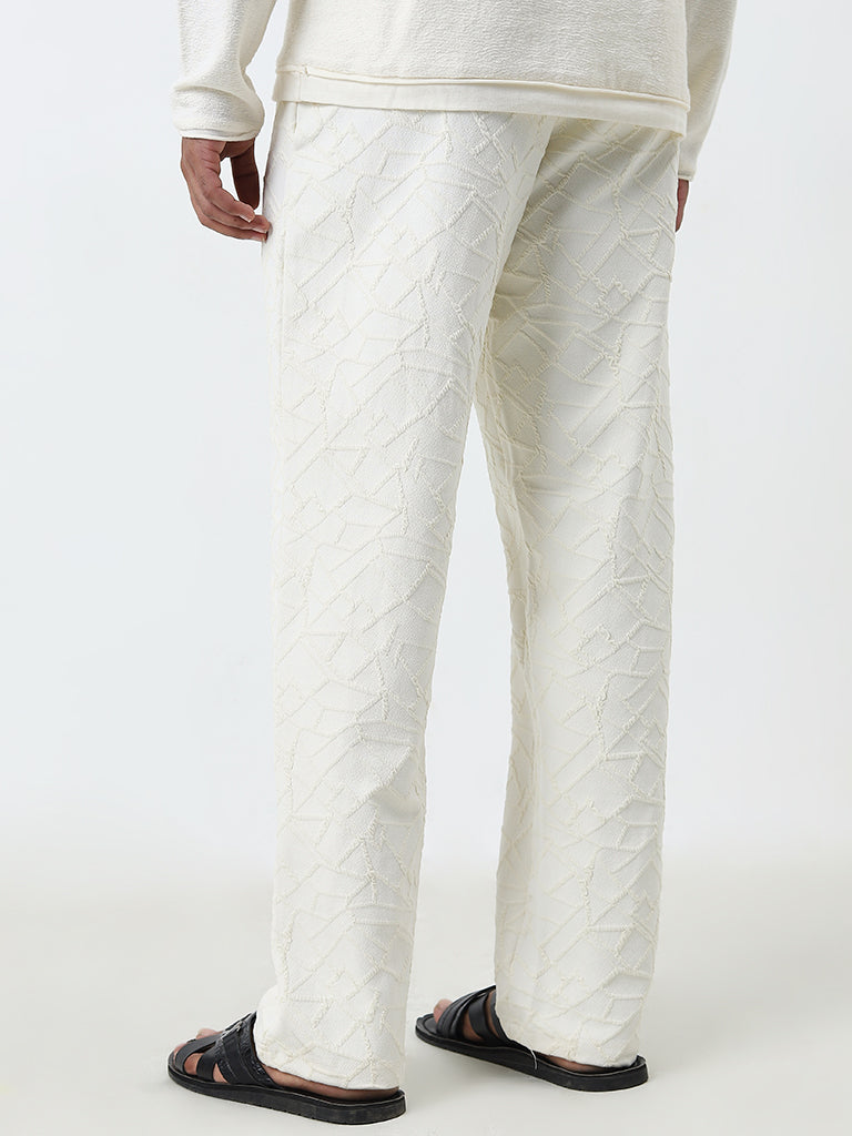 ETA Off-White Self-Textured Relaxed-Fit Mid-Rise Chinos