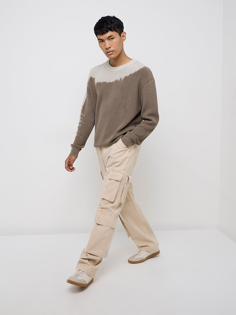 Nuon Beige  Cargo-Style Relaxed - Fit Mid - Rise Jeans