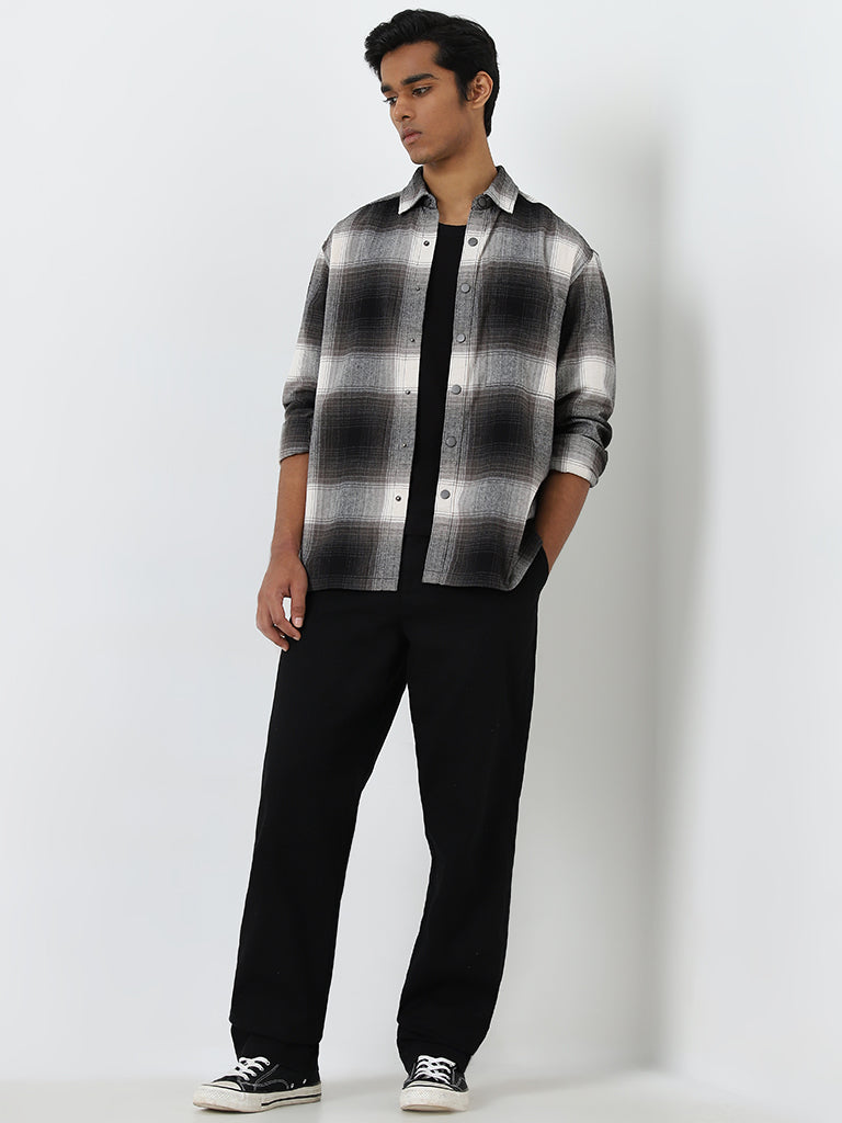 Nuon Black Relaxed-Fit Mid-Rise Cotton Blend Chinos