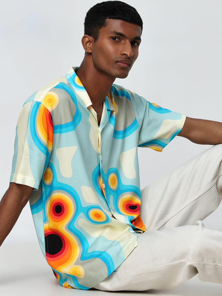 Nuon Multicolour Abstract Design Relaxed-Fit Shirt