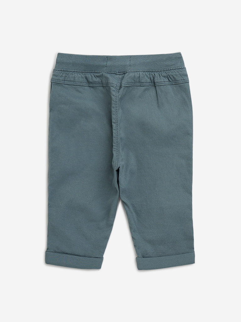 HOP Baby Blue Mid-Rise Cotton Blend Pants