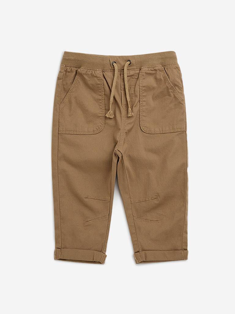 HOP Baby Brown Mid-Rise Cotton Blend Pants