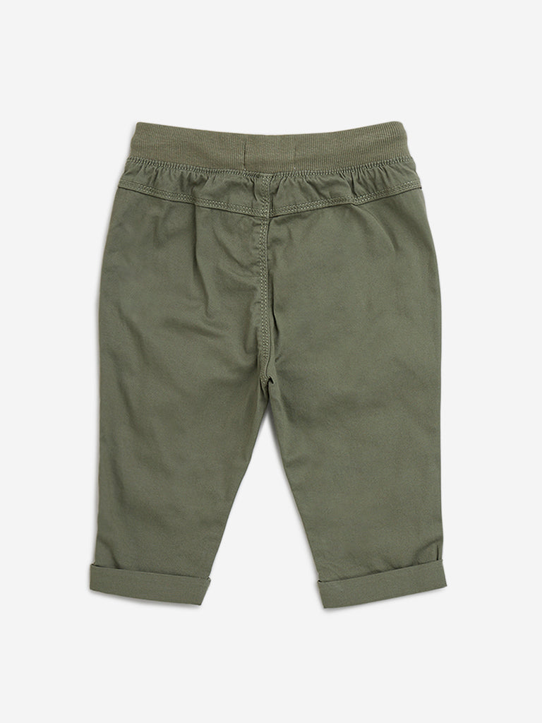 HOP Baby Green Mid-Rise Cotton Blend Pants