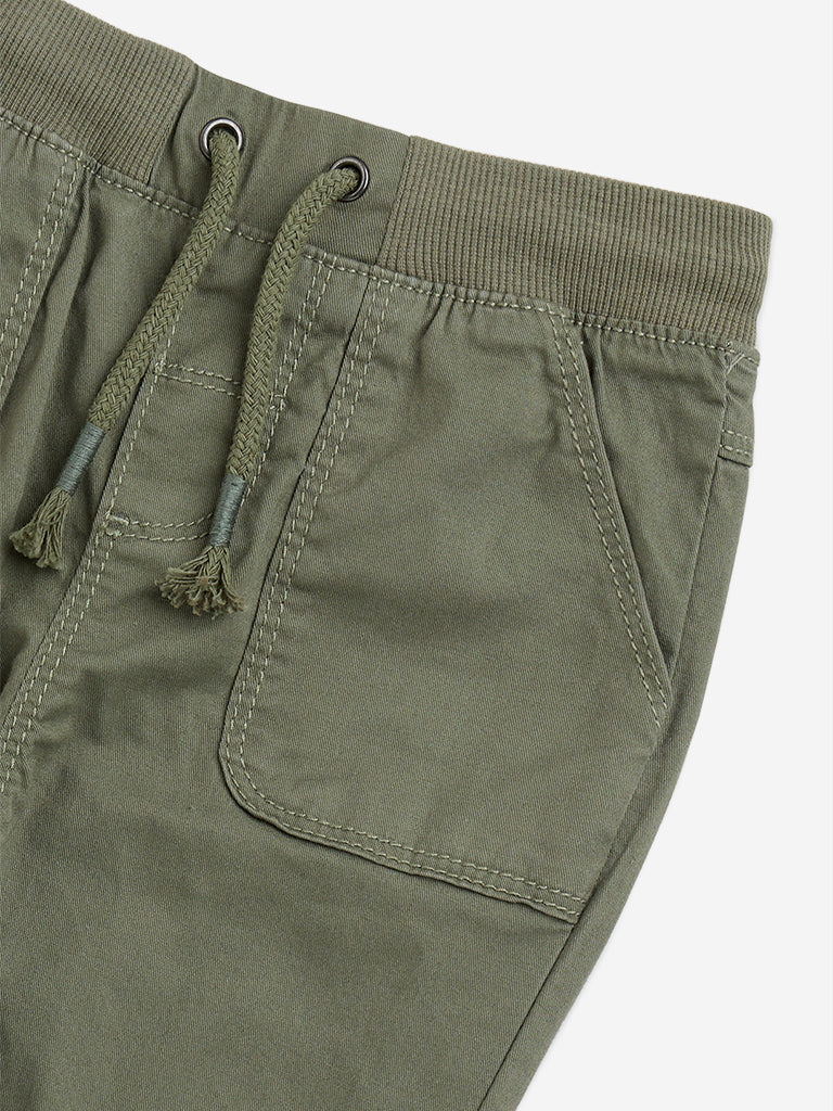 HOP Baby Green Mid-Rise Cotton Blend Pants