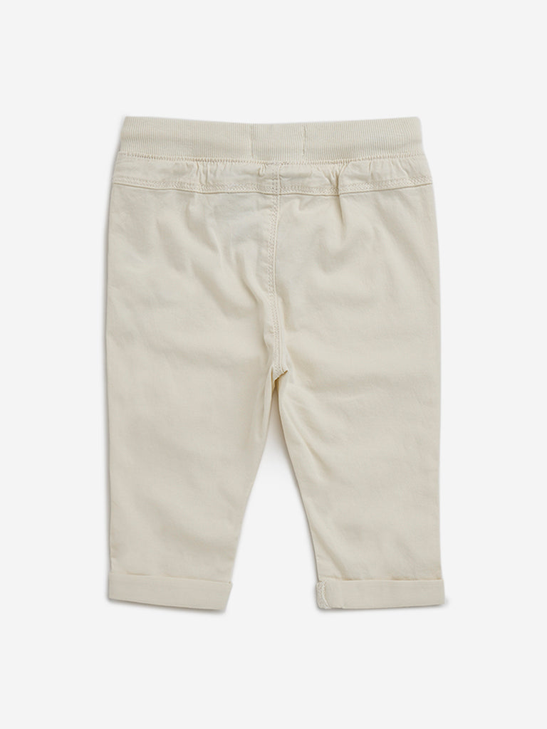 HOP Baby Off-White Mid-Rise Cotton Blend Pants