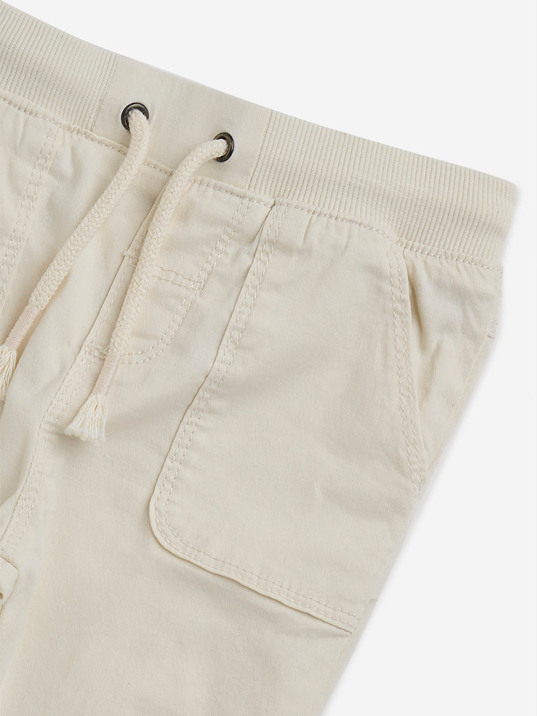 HOP Baby Off-White Mid-Rise Cotton Blend Pants