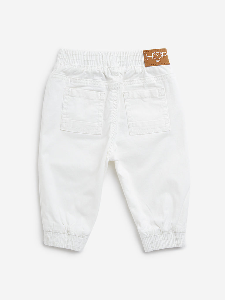 HOP Baby White High-Rise Cotton Blend Joggers