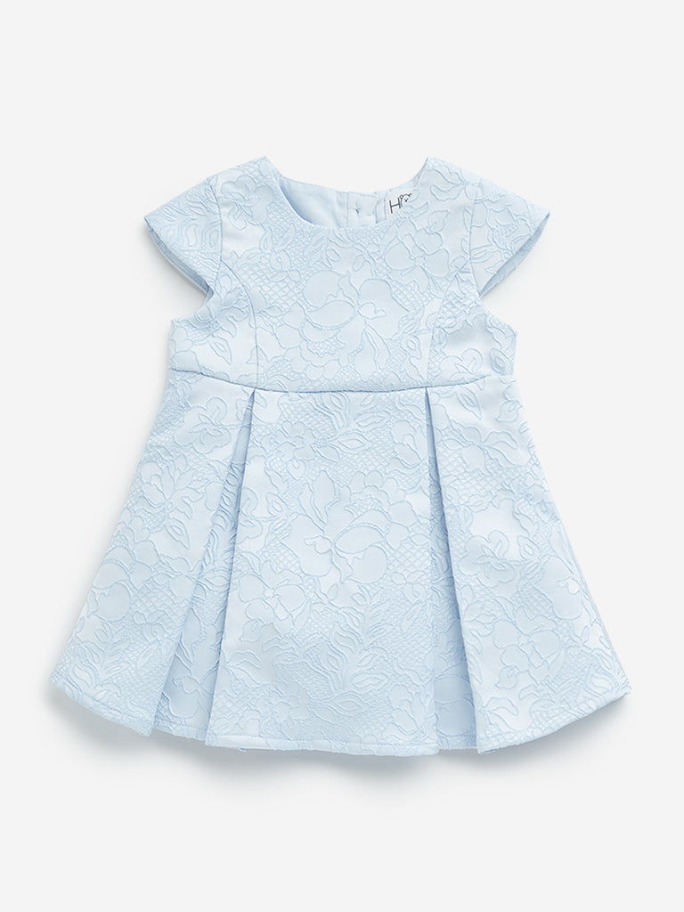 HOP Baby Blue Floral Lace Design Party Dress