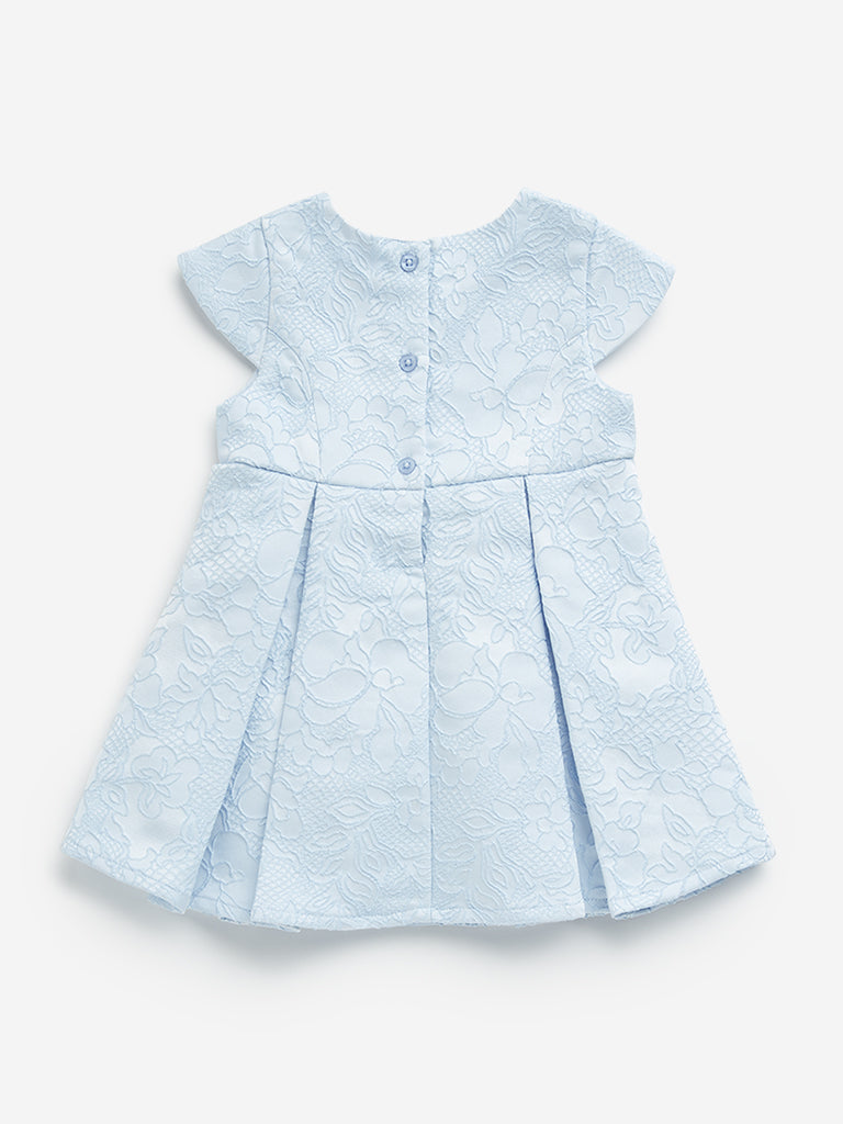 HOP Baby Blue Floral Lace Design Party Dress