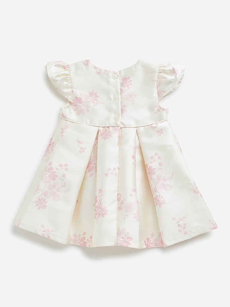 HOP Baby Off-White Floral Printed Party Dress