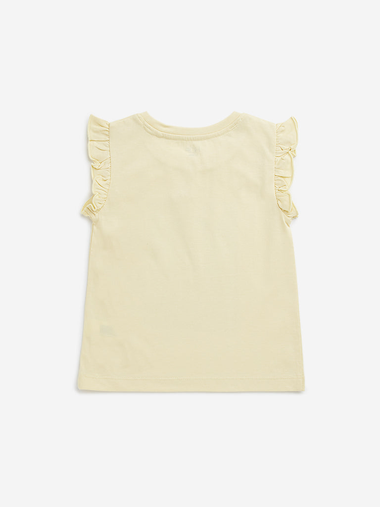 HOP Kids Light Yellow Animal Design Cotton T-Shirt