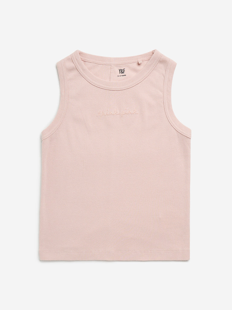 Y&F Kids Pink Ribbed Cotton Top