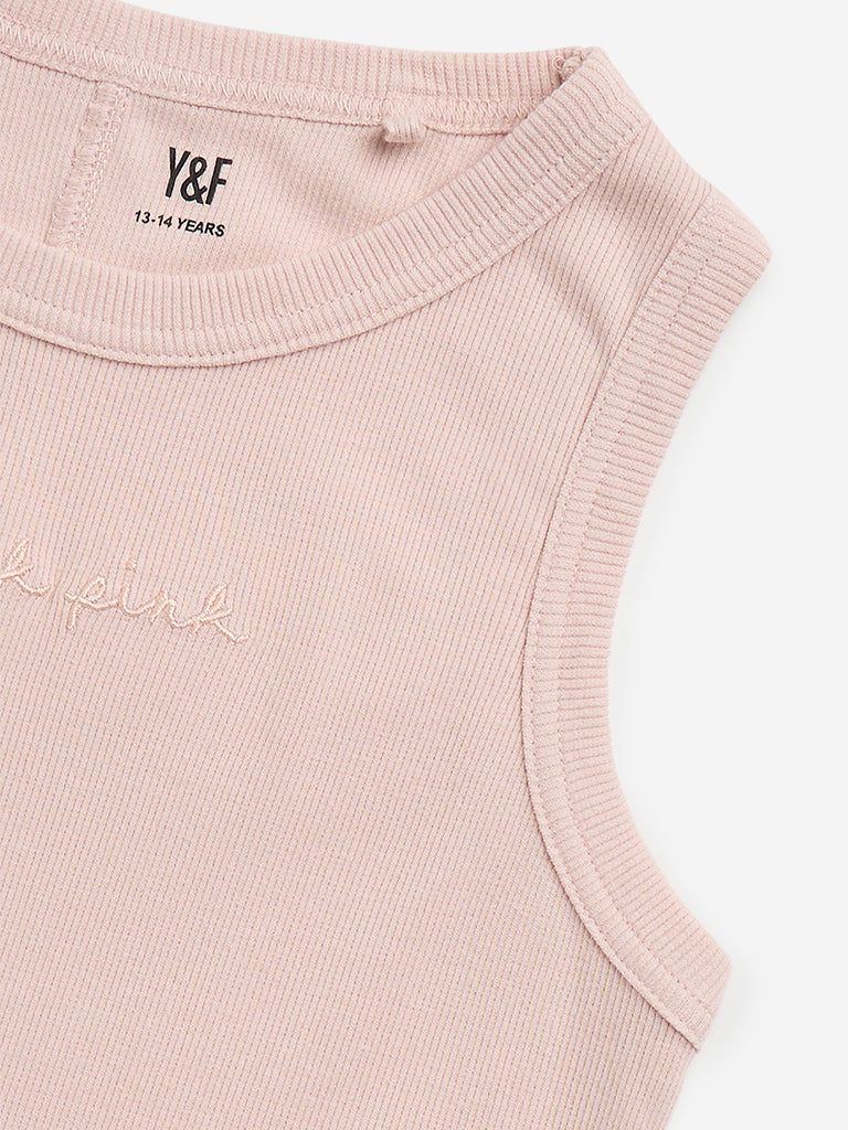 Y&F Kids Pink Ribbed Cotton Top