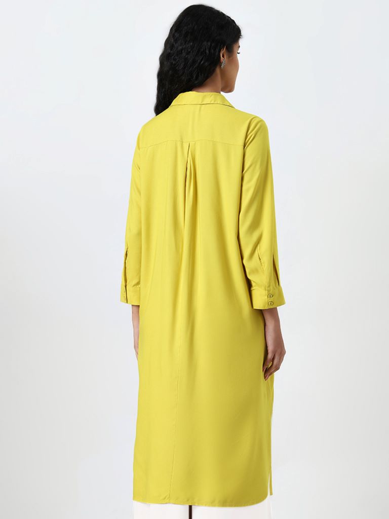 Utsa Yellow Solid A-Line Kurta