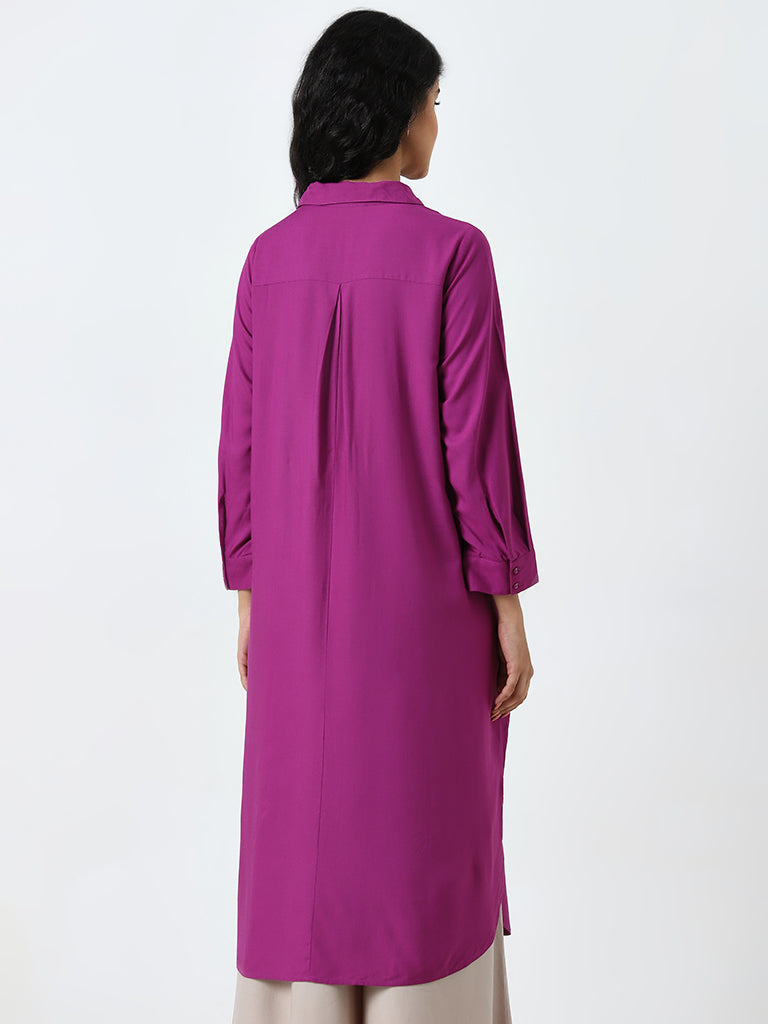 Utsa Purple Solid A-Line Kurta