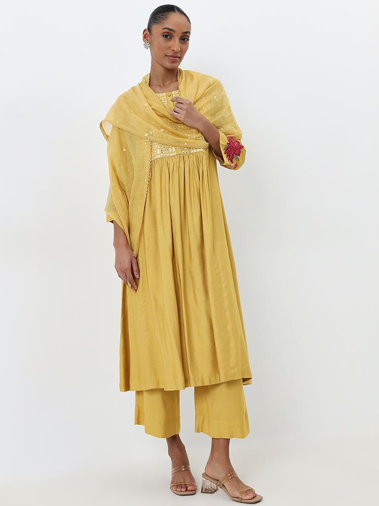 Zuba Yellow High-Rise Ethnic Pants