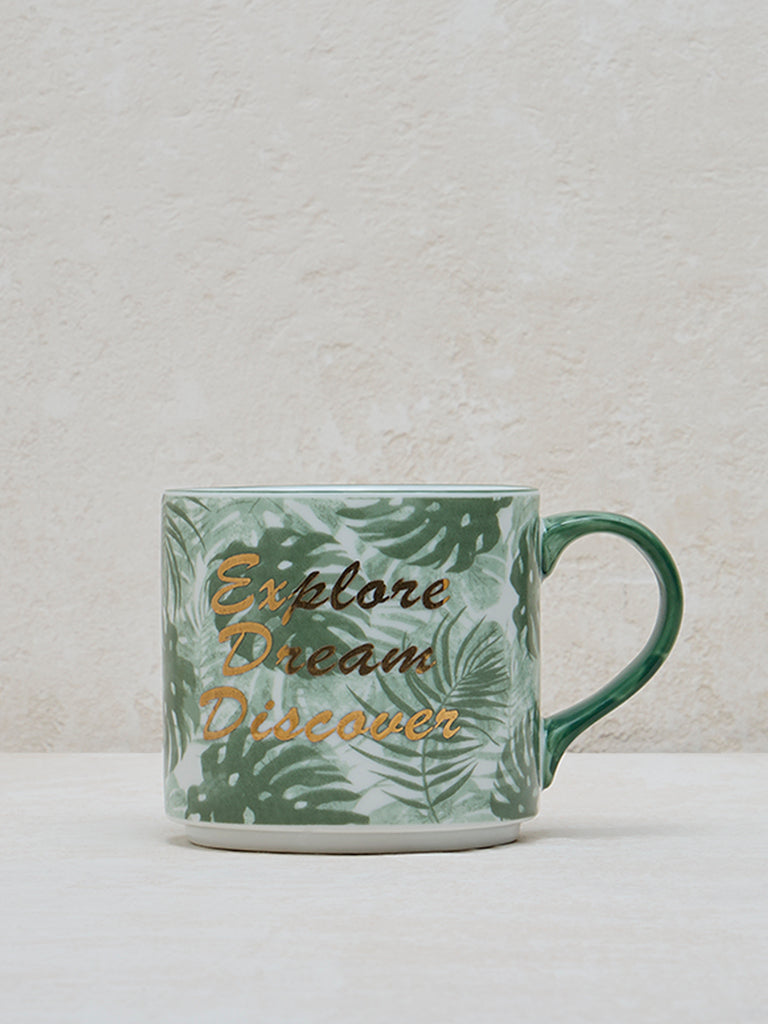 Westside Home Green Monstera Design Mug