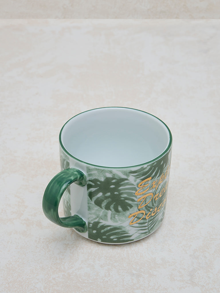 Westside Home Green Monstera Design Mug