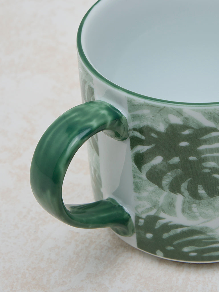 Westside Home Green Monstera Design Mug