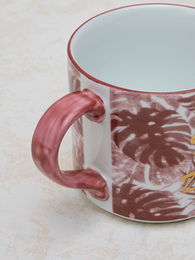 Westside Home Dusty Pink Foliage Printed Mug