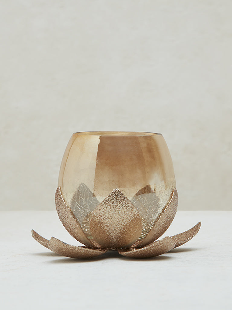 Westside Home Gold Lotus Design Candle Stand