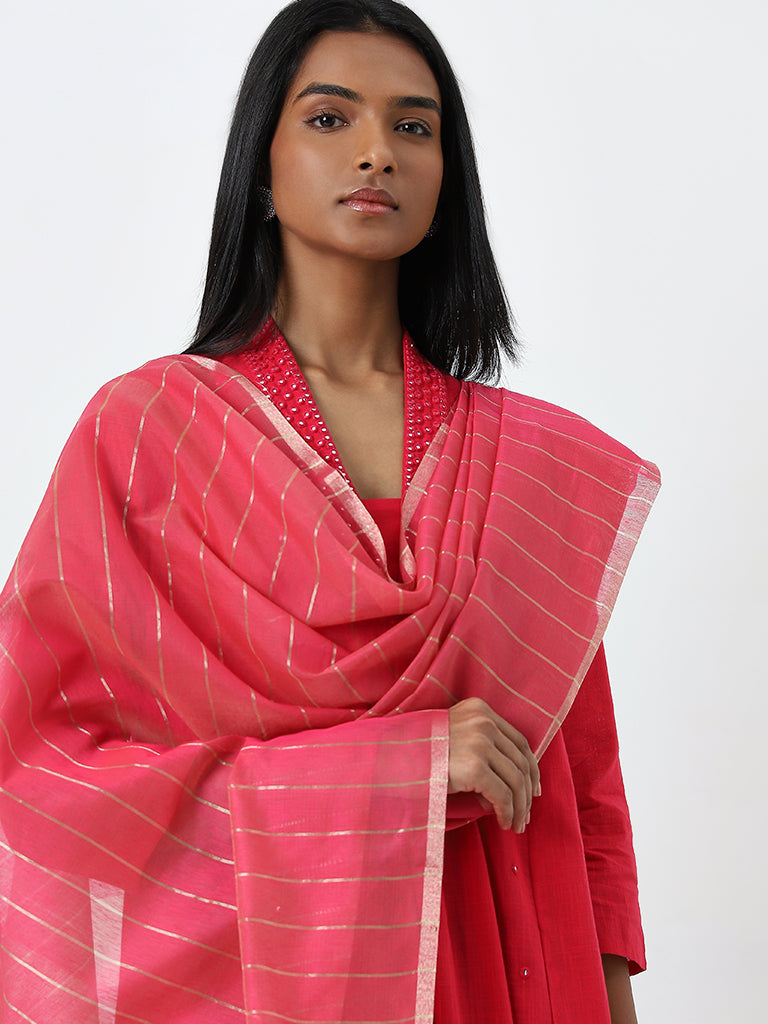 Utsa Pink Chanderi Dupatta