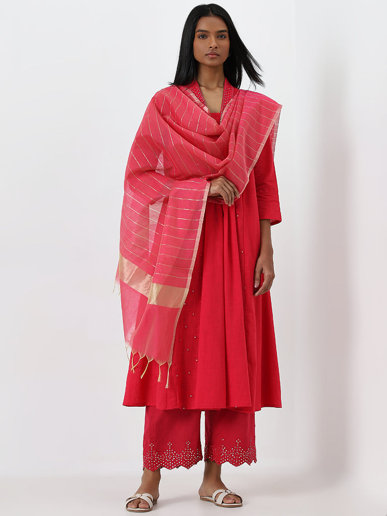 Utsa Pink Chanderi Dupatta