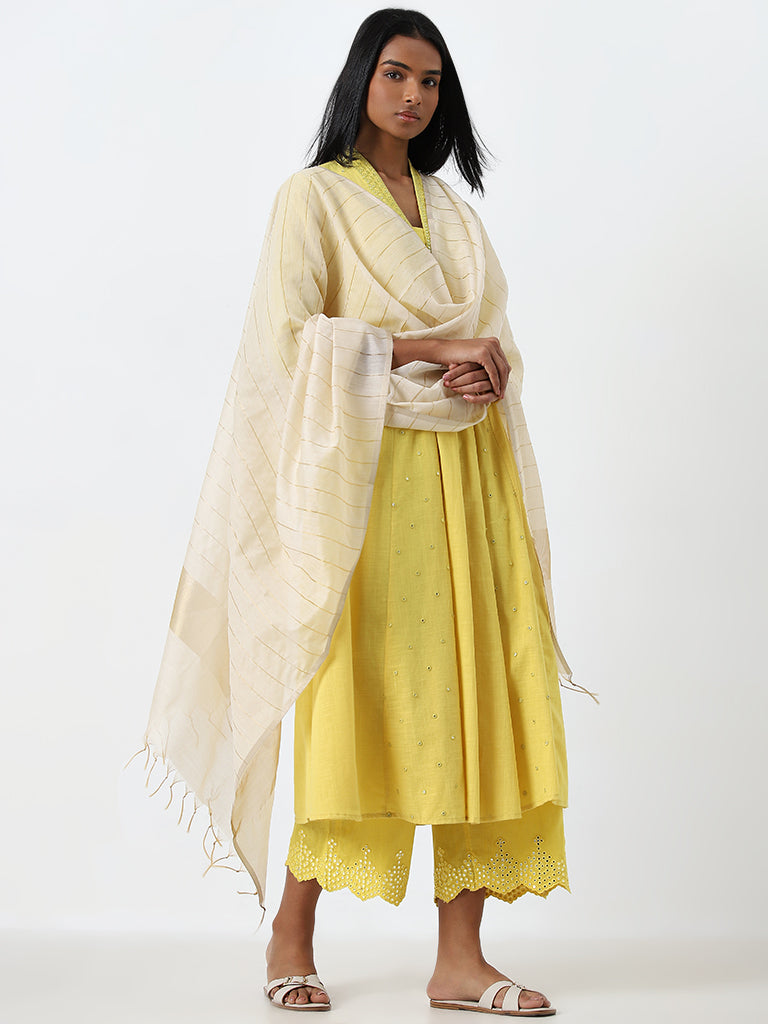 Utsa Off-White Chanderi Dupatta