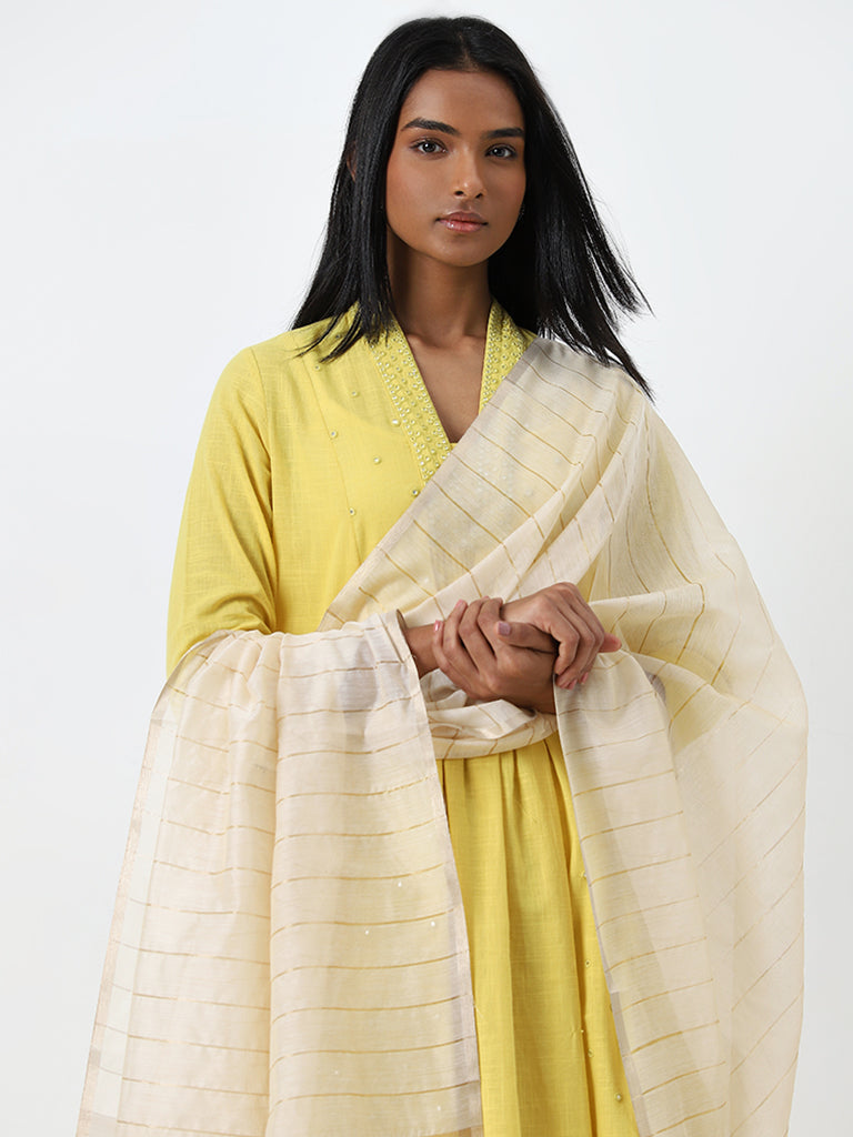 Utsa Off-White Chanderi Dupatta