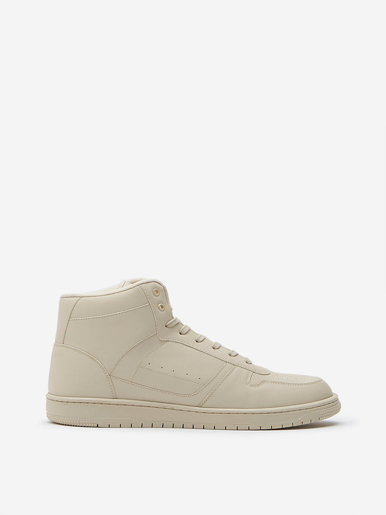 SOLEPLAY Light Beige Perforated Leather High-Top Boots