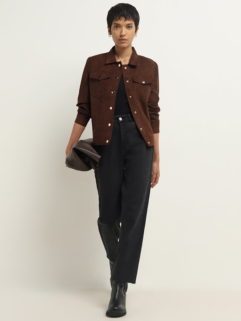 LOV Brown Faux Suede Jacket