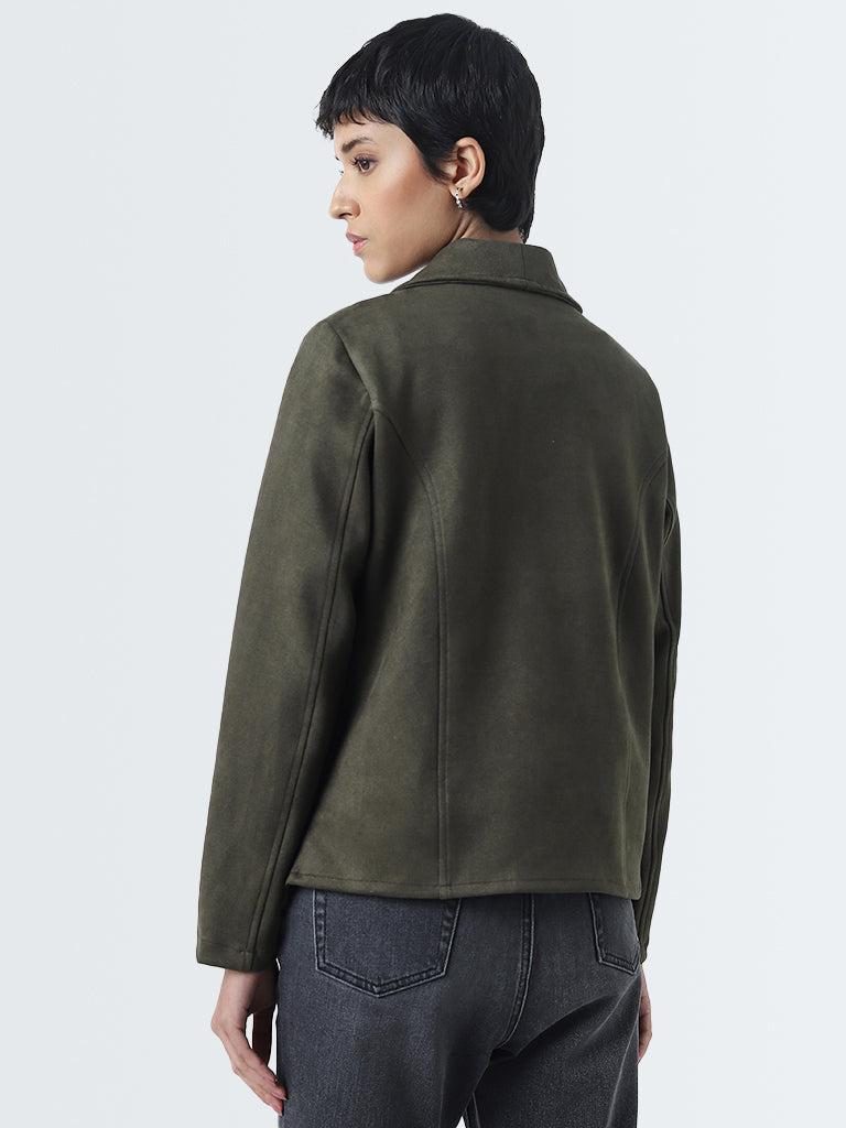 LOV Olive Suede Zipper Jacket