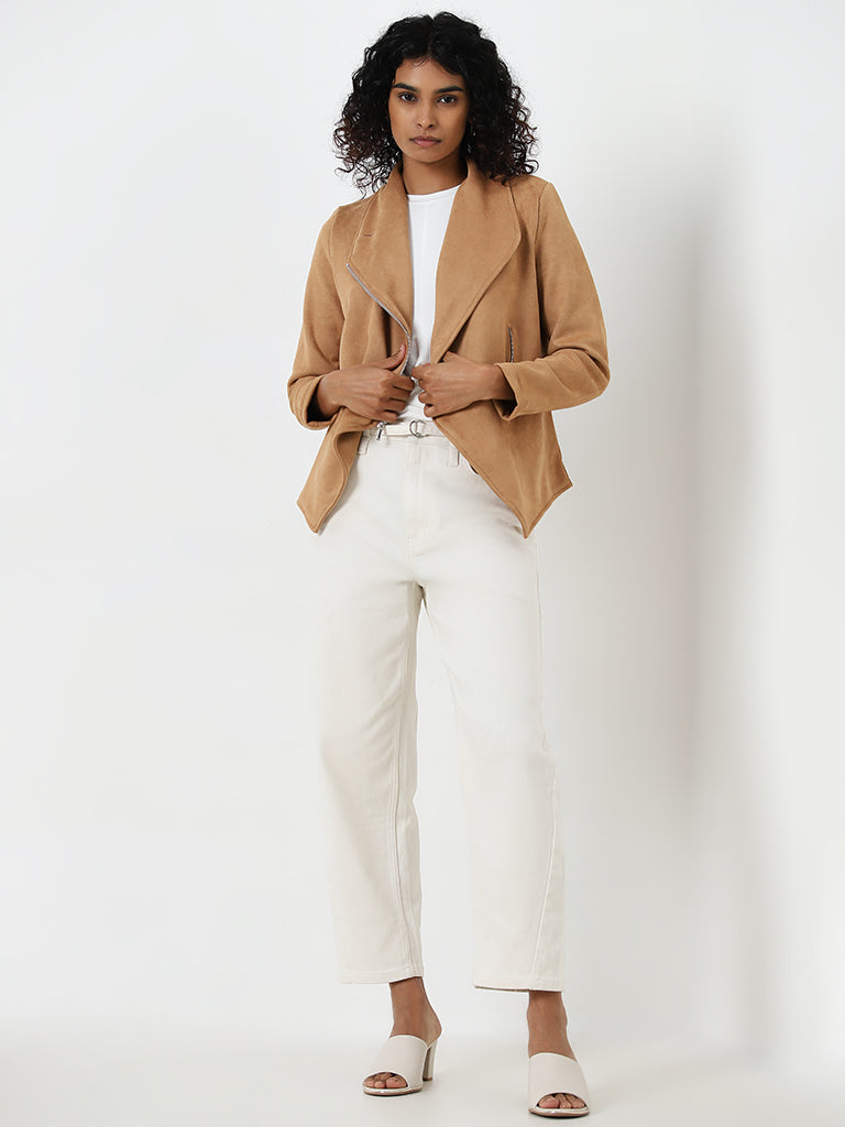 LOV Light Beige Faux Suede Jacket