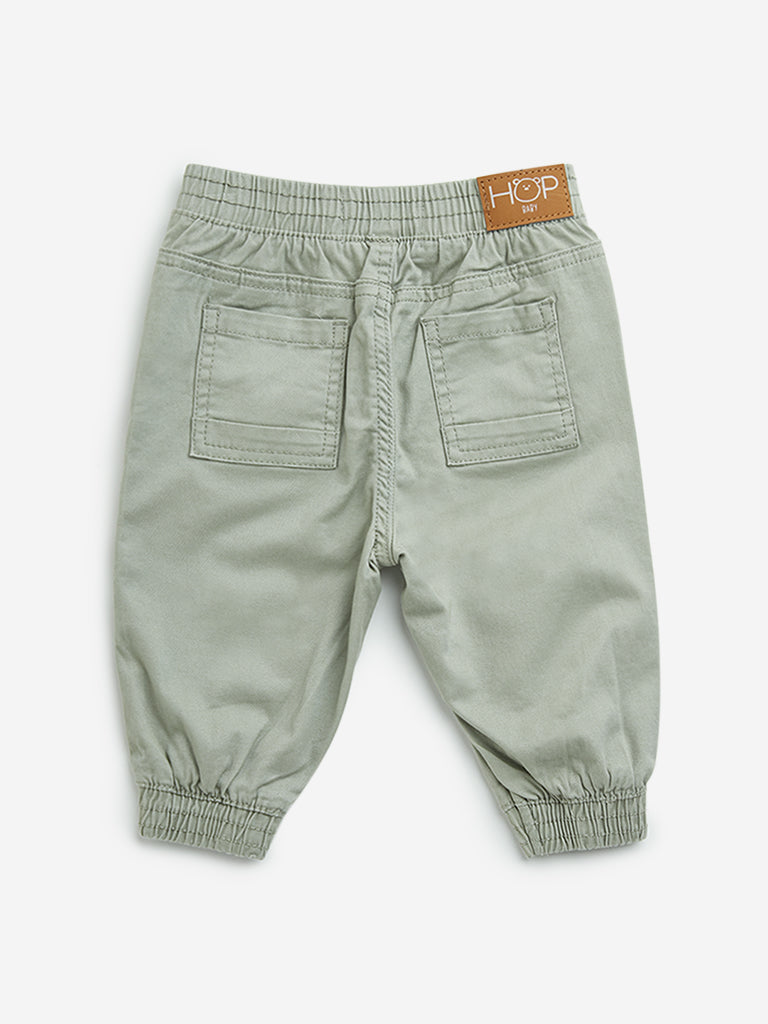 HOP Baby Light Olive High-Rise Cotton Blend Joggers