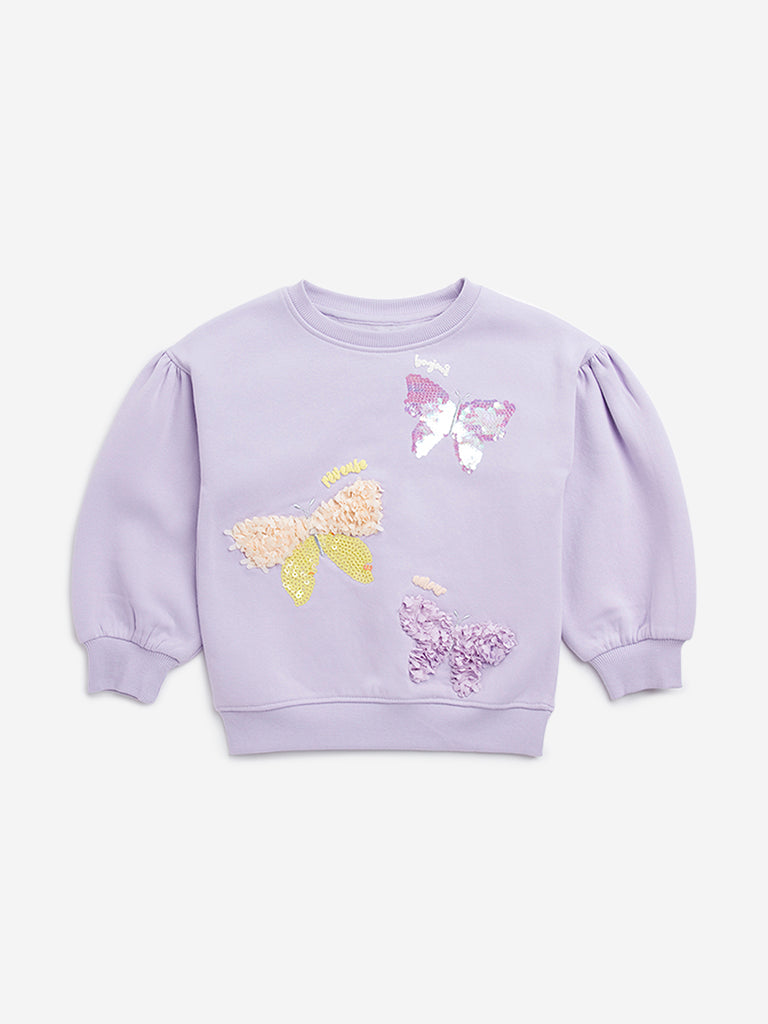 HOP Kids Lilac Applique-Detailed Sweatshirt