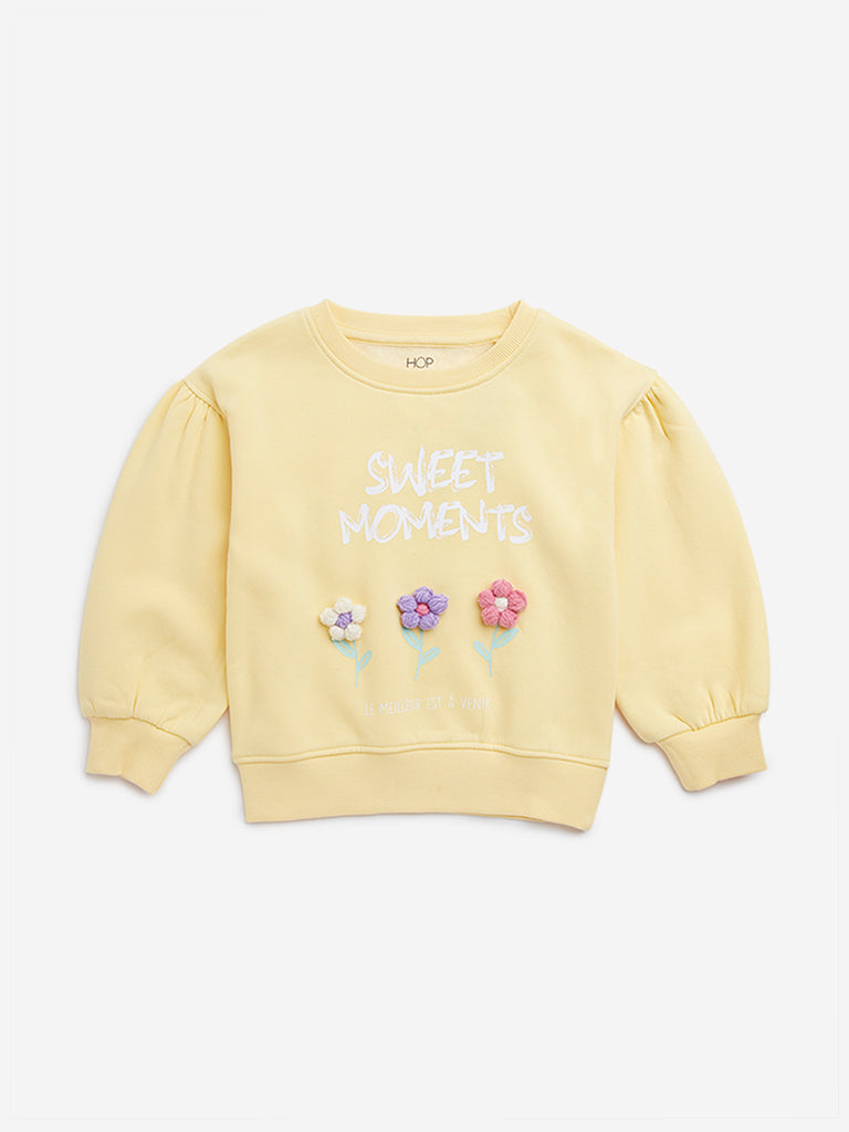 HOP Kids Yellow Floral-Applique Sweatshirt