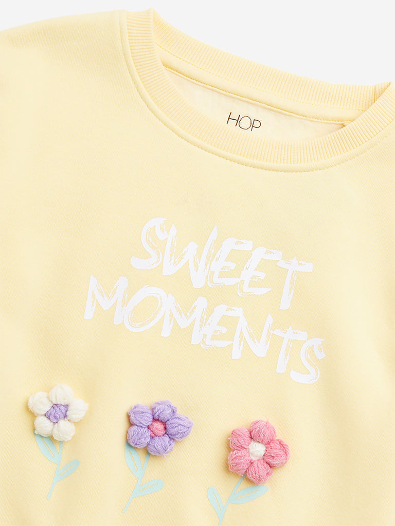 HOP Kids Yellow Floral-Applique Sweatshirt