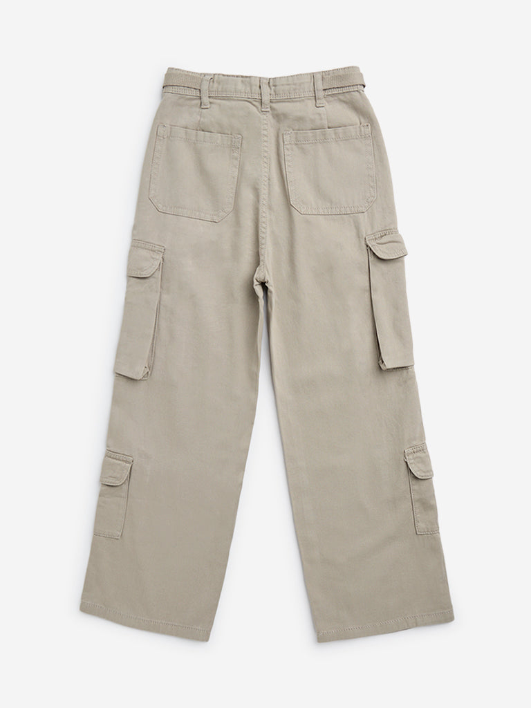 Y&F Kids Beige High-Rise Cotton Pants